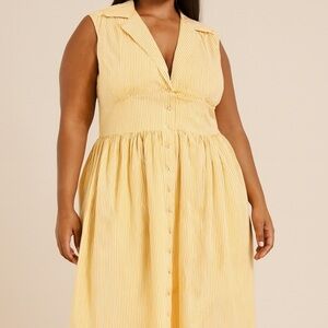 Magnolia Place Unique Vintage Yellow White Striped Retro Dress Plus Size 4X N2